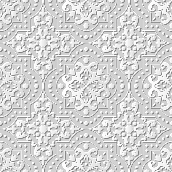 Vector damast naadloze 3D papier art patroon achtergrond 247 dot lijn cross Square — Stockvector