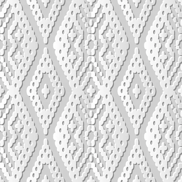 Vector damasco sin costuras 3D patrón de arte de papel fondo 258 Comprobación cruzada aborigen — Vector de stock