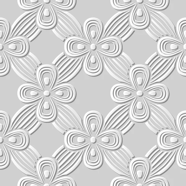 Vecteur damassé sans couture 3D papier motif d'art fond 259 Croix ruban fleur — Image vectorielle