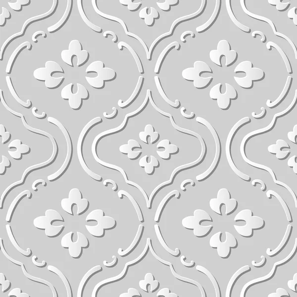 Векторная дамаска бесшовная 3D бумага рисунок фон 272 Кривая Круглый цветок — стоковый вектор