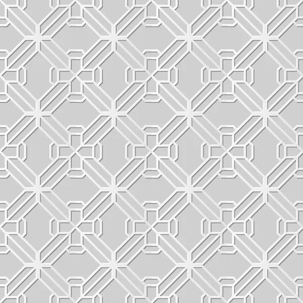 Vektor Damast nahtlose 3D Papier Kunst Muster Hintergrund 301 Kreuz Polygon Geometrie — Stockvektor