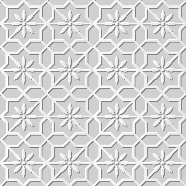 Vecteur damassé sans couture 3D papier motif d'art fond 323 Star Cross Flower — Image vectorielle
