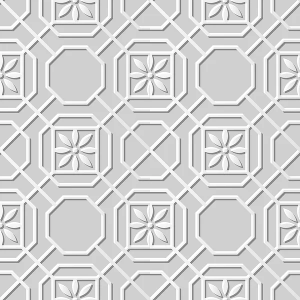 Vecteur damassé sans couture 3D papier motif d'art fond 325 octogone Croix Fleur — Image vectorielle