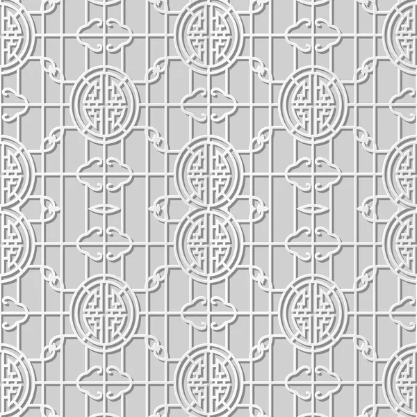 Vector damasco inconsútil 3D patrón de arte de papel fondo 331 Round Cross Chain — Archivo Imágenes Vectoriales