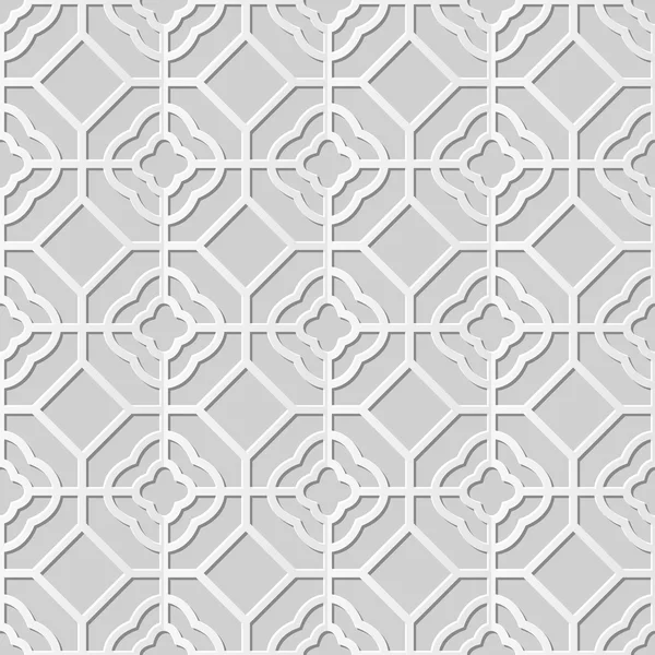 Vektor damaszt folytonos 3D papír művészeti minta háttér 345 nyolcszög kör alakú kereszt — Stock Vector