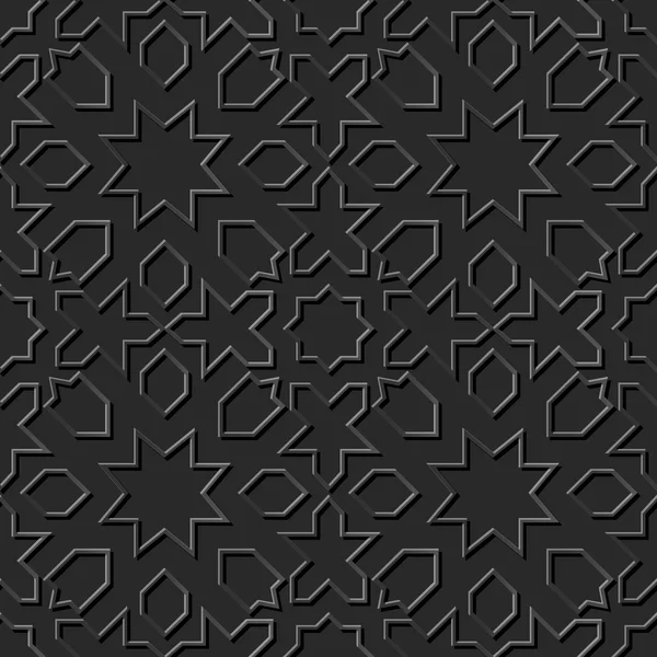 シームレス 3 d エレガントな濃い紙アート パターン 003 スター ジオメトリ ライン — ストックベクタ