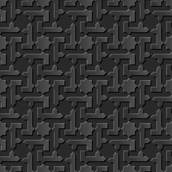 Nahtlose 3d elegante dunkle Papierkunst Muster 005 Stern Spiralkreuz — Stockvektor