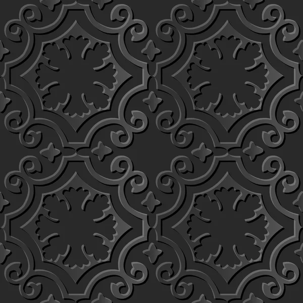 Nahtlose 3D elegante dunkle Papierkunst Muster 006 Kurve Spiralkreuz — Stockvektor