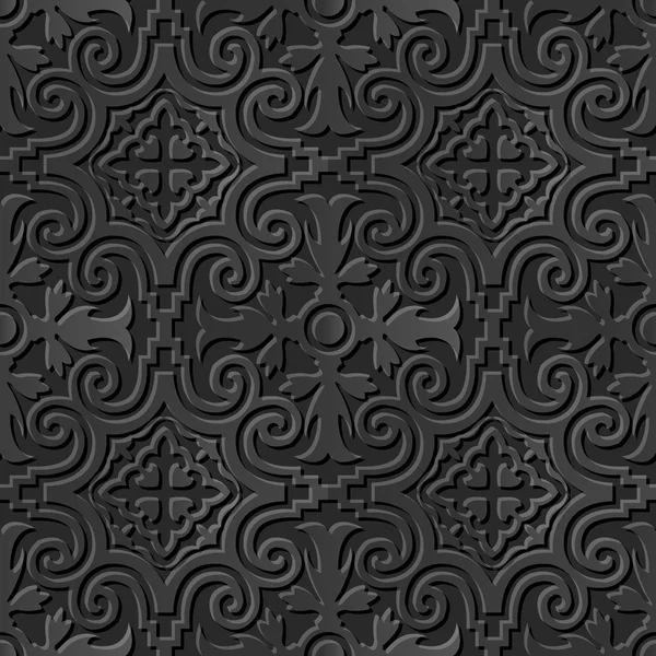 Senza cuciture 3D elegante modello di carta scura 027 spirale rotonda Croce — Vettoriale Stock