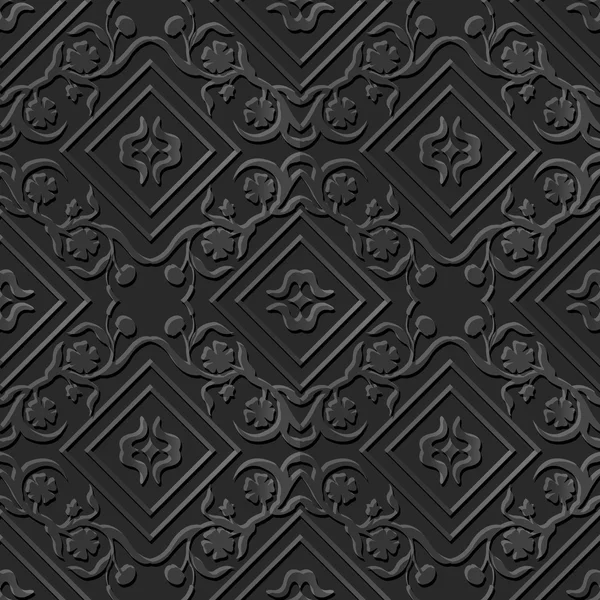 Απρόσκοπτη 3d τέχνης κομψό σκούρο χαρτί μοτίβο 045 πλατεία λουλούδι αμπέλου — Διανυσματικό Αρχείο