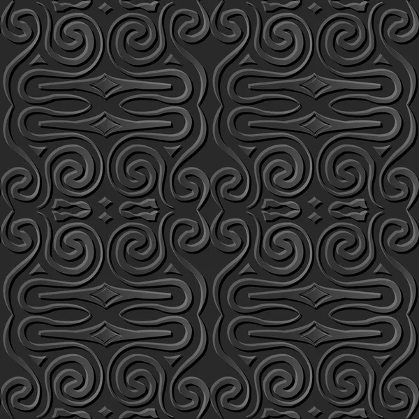 Elegante modello di arte di carta scura senza cuciture 3D 047 Geometria rotonda a spirale — Vettoriale Stock