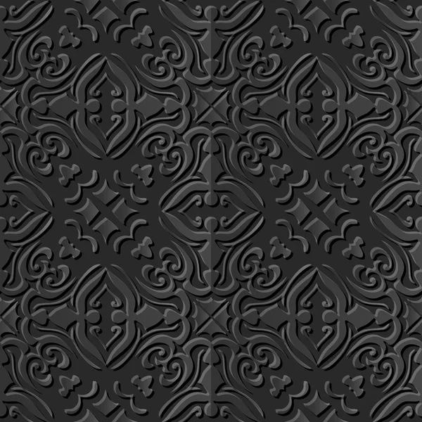 Sömlös 3d eleganta mörka papper konst mönster 055 Kalejdoskop Cross kurva — Stock vektor