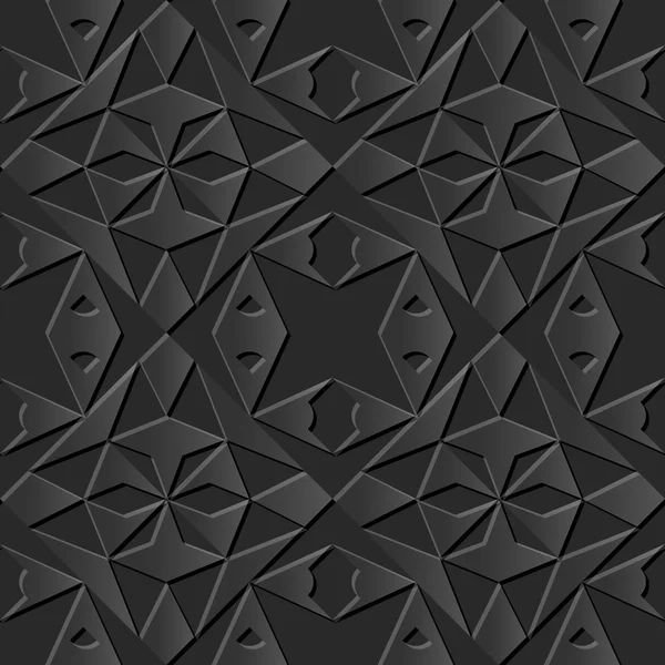Inconsútil 3D elegante patrón de arte de papel oscuro 057 Geometría de triángulo de polígono — Vector de stock