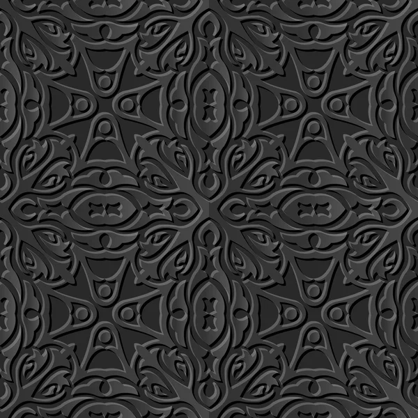 Sömlös 3d eleganta mörka papper konst mönster 089 Cross kurva Kalejdoskop — Stock vektor