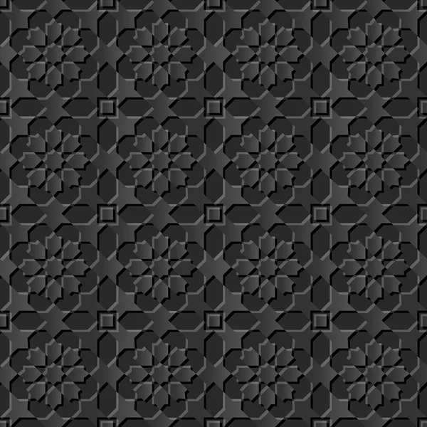 Nahtlose 3D elegante dunkle Papierkunst Muster 121 Sterne Kreuz Geometrie — Stockvektor