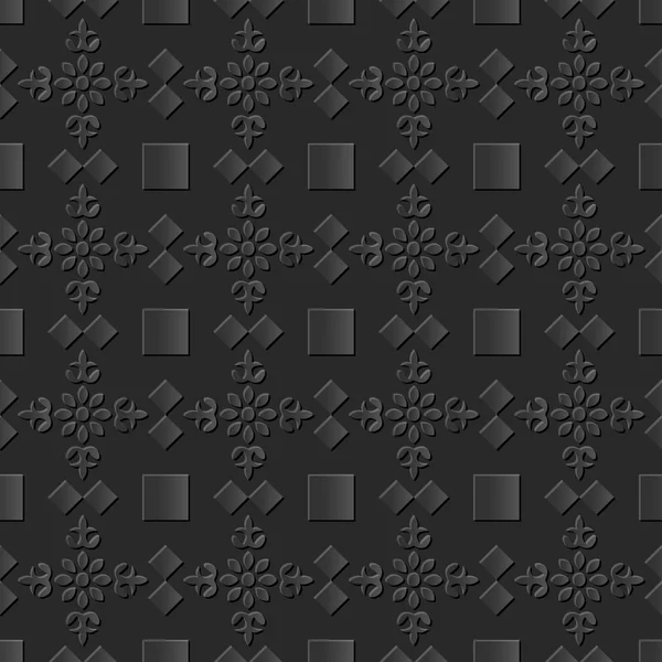 Bezproblémovou 3d umění elegantní Tmavý papírový vzor 130 náměstí Cross květina — Stockový vektor