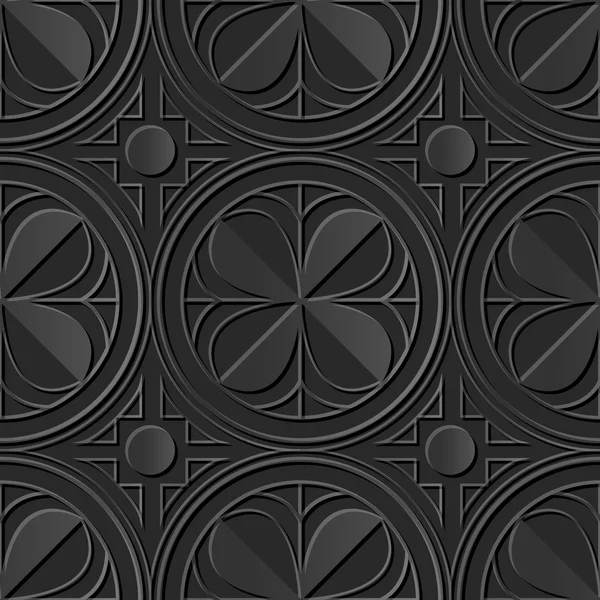 Безшовний 3D елегантний темний папір художній візерунок 134 Круглий хрест — стоковий вектор