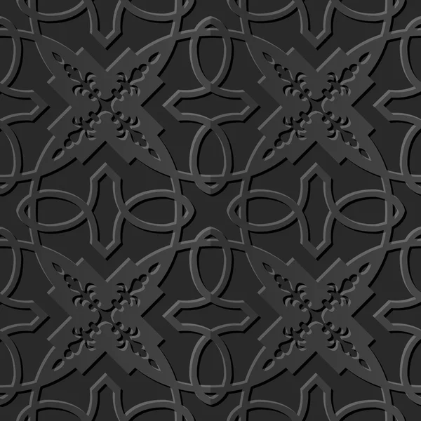 Bezszwowe 3d sztuki papieru ciemny elegancki wzór 148 krzyż cały kalejdoskop — Wektor stockowy