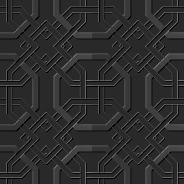 Bezszwowe 3d sztuki papieru ciemny elegancki wzór 174 Octagon krzyż łańcucha — Wektor stockowy