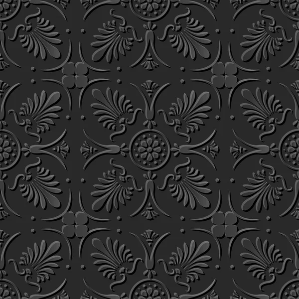 Inconsútil 3D elegante patrón de arte de papel oscuro 175 Curva Cruz Flor — Archivo Imágenes Vectoriales