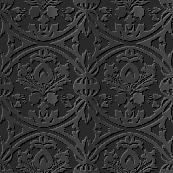 Bezszwowe 3d sztuki papieru ciemny elegancki wzór 183 okrągły krzyż liść — Wektor stockowy