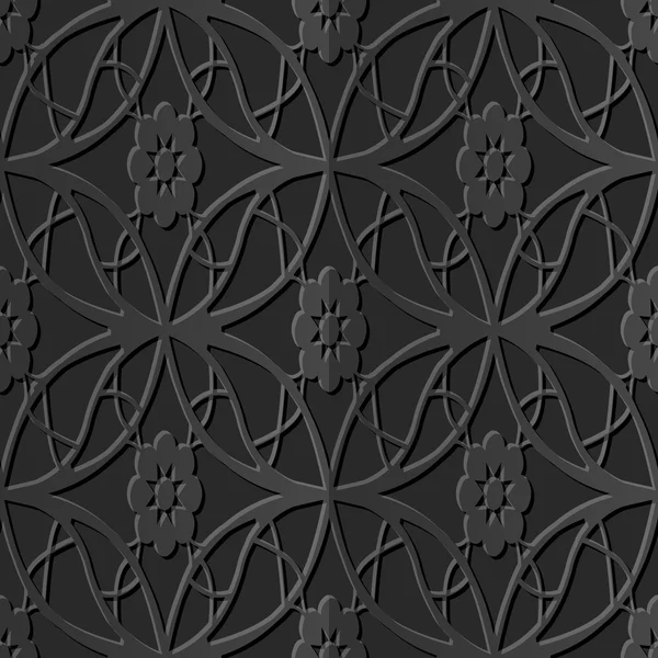 Nahtlose 3D elegante dunkle Papierkunstmuster 205 ovale Kreuzblume — Stockvektor