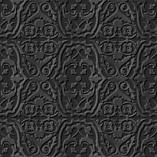 Varrat nélküli 3d elegáns sötét papír művészet 206 virág szőlő spirális minta — Stock Vector