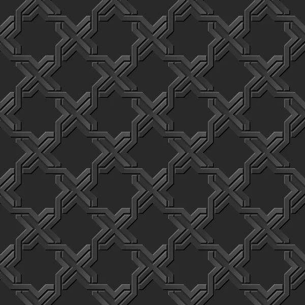 Nahtlose 3d elegante dunkle Papierkunstmuster 209 Kreuzsternrahmen — Stockvektor