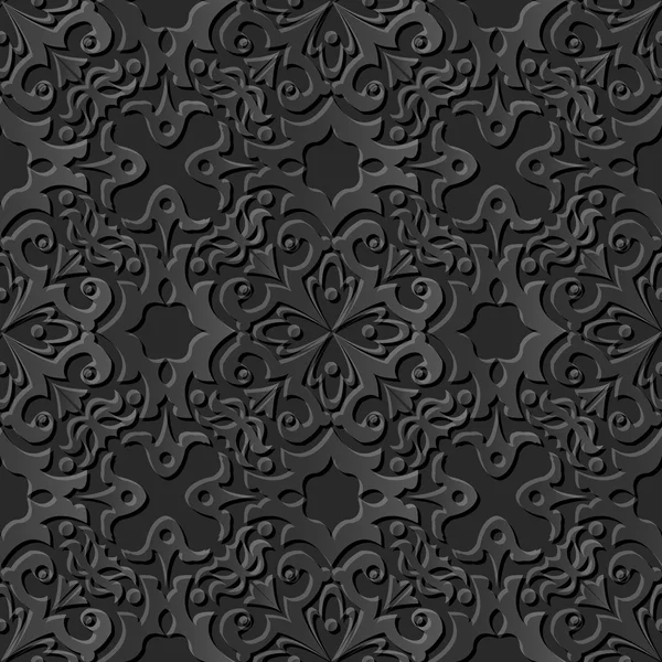 Nahtlose 3D elegante dunkle Papierkunst Muster 234 Kurve Kaleidoskop Blume — Stockvektor