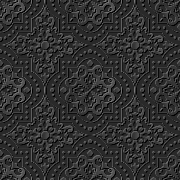 247 noktalı çizgi yuvarlak kare seamless 3d zarif karanlık kağıt sanat modeli — Stok Vektör