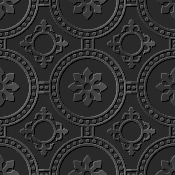 Bezproblémovou 3d umění elegantní Tmavý papírový vzor 265 kolo Dot kříž květina — Stockový vektor
