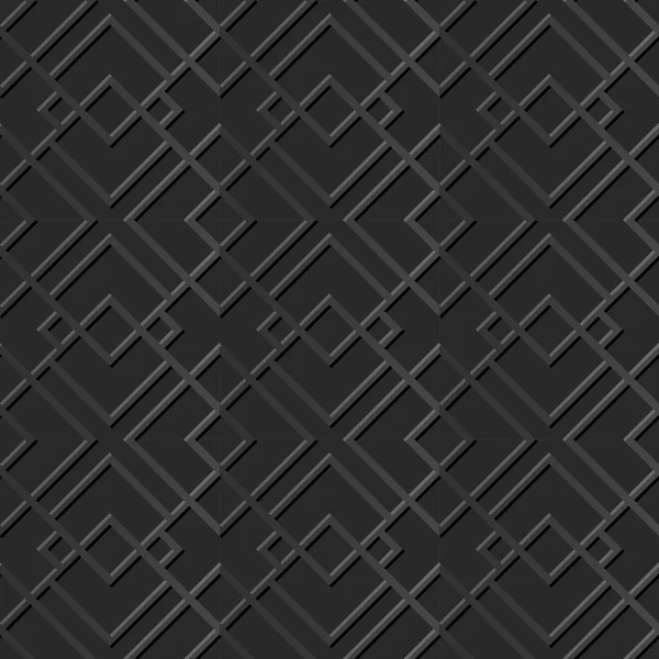 Inconsútil 3D elegante patrón de arte de papel oscuro 284 Check Cross Square — Archivo Imágenes Vectoriales