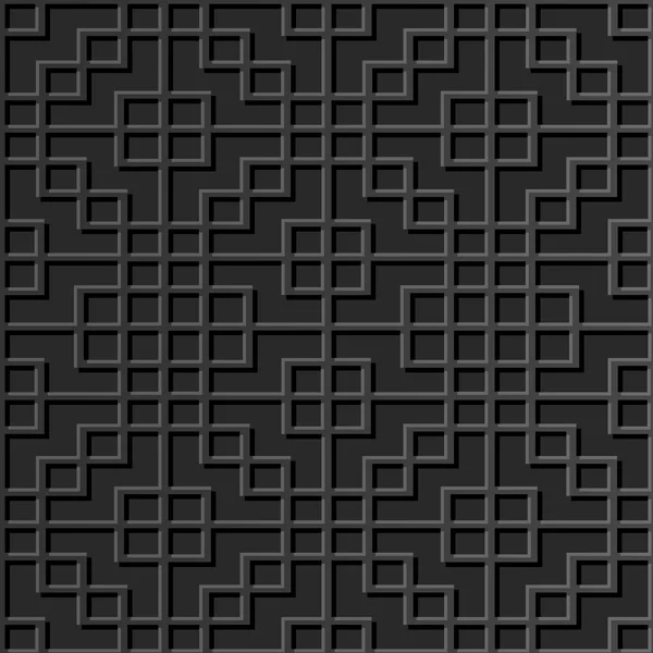 Inconsútil 3D elegante patrón de arte de papel oscuro 311 Square Check Line — Archivo Imágenes Vectoriales