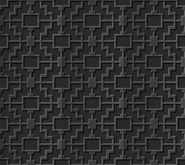 Motif d'art en papier noir élégant 3D sans couture 317 Geometry Square — Image vectorielle