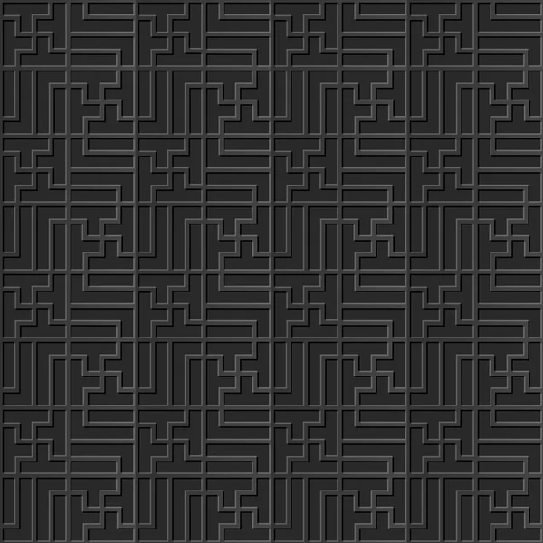 无缝 3d 优雅的黑纸艺术图案 338 螺旋矩形跨 — 图库矢量图片