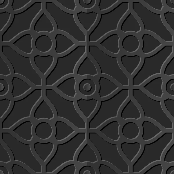 Inconsútil 3D elegante patrón de arte de papel oscuro 341 Curve Cross Flower — Archivo Imágenes Vectoriales