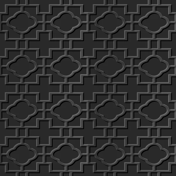 Nahtlose 3D elegante dunkle Papierkunstmuster 355 runde Kreuzgeometrie — Stockvektor