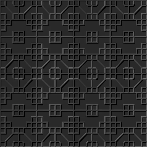 Inconsútil 3D elegante patrón de arte de papel oscuro 357 Octagon Square Cross — Vector de stock