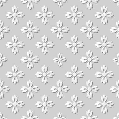 Vektör damask dikişsiz 3d kağıt sanat desen arka plan 367 Çapraz Çiçek