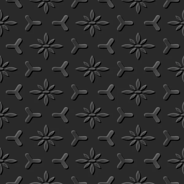 Sömlös 3D elegant mörkt papper konst mönster 362 polygon blomma — Stock vektor