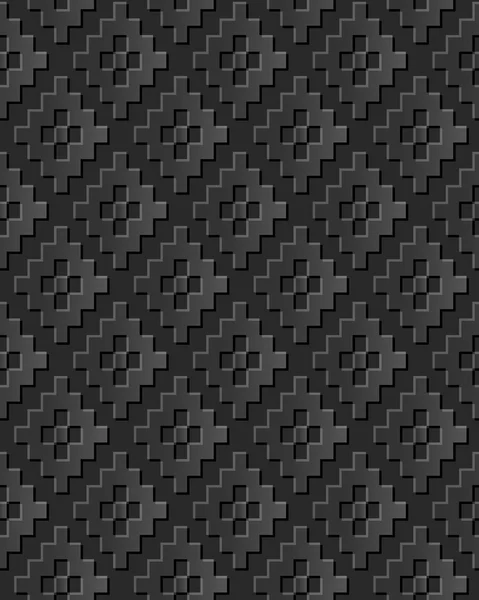 Seamless 3D elegant dark paper art pattern 363 Mosaic Check Cross — Stock Vector