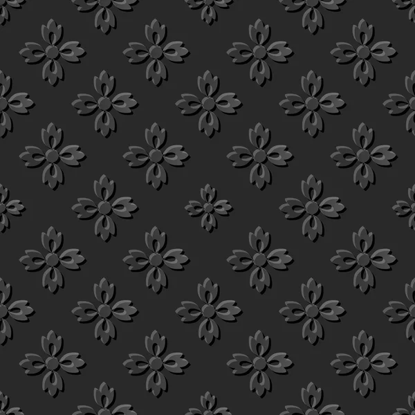 Inconsútil 3D elegante patrón de arte de papel oscuro 366 Cruz Flor — Archivo Imágenes Vectoriales