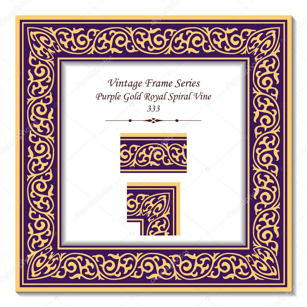 Vintage 3D frame 333 Purple Gold Royal Spiral Vine