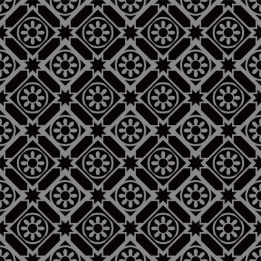 Yuvarlak çiçek yıldız kontrol deseni zarif koyu antik arka plan görüntüsü.