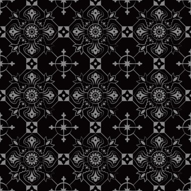 Kontrol yuvarlak çapraz çiçek desen zarif koyu antika arka plan görüntüsü.