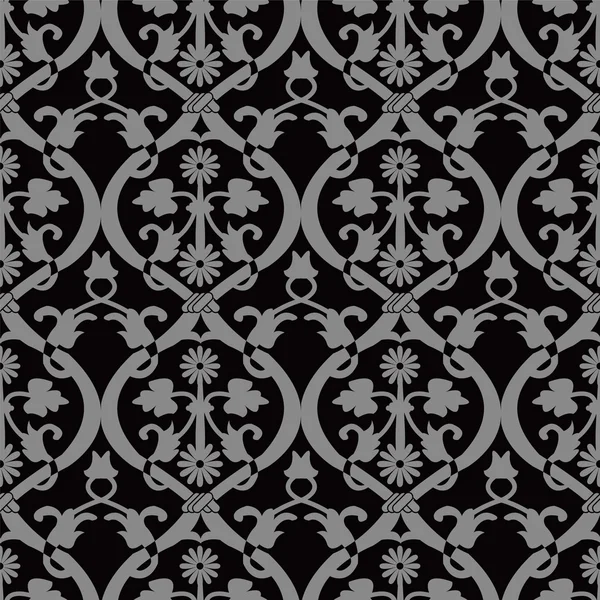 Elegante dunkle antike Hintergrundbild der runden Spirale Blume Blatt Weinrebe Muster. — Stockvektor
