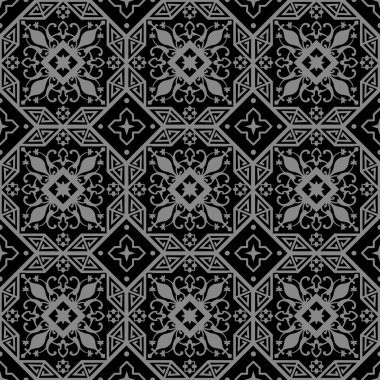 Sekizgen geometri çapraz çiçek asma desen zarif koyu antik arka plan görüntüsü.