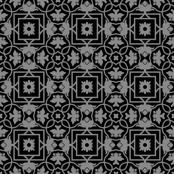 Elegant dark antique background image of spiral cross flower vine pattern. — Stock Vector