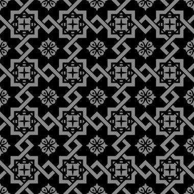 Kare yıldız çapraz çiçek deseni zarif koyu antik arka plan görüntüsü.