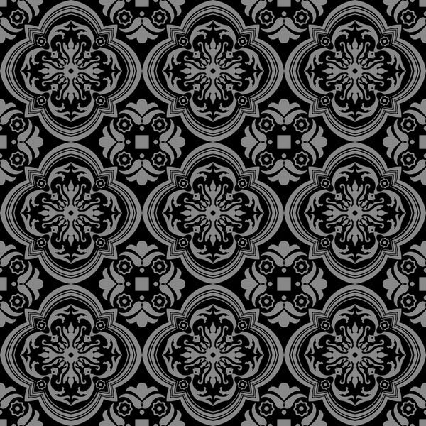Elegant dark antique background image of spiral round curve flower pattern. — Stock Vector